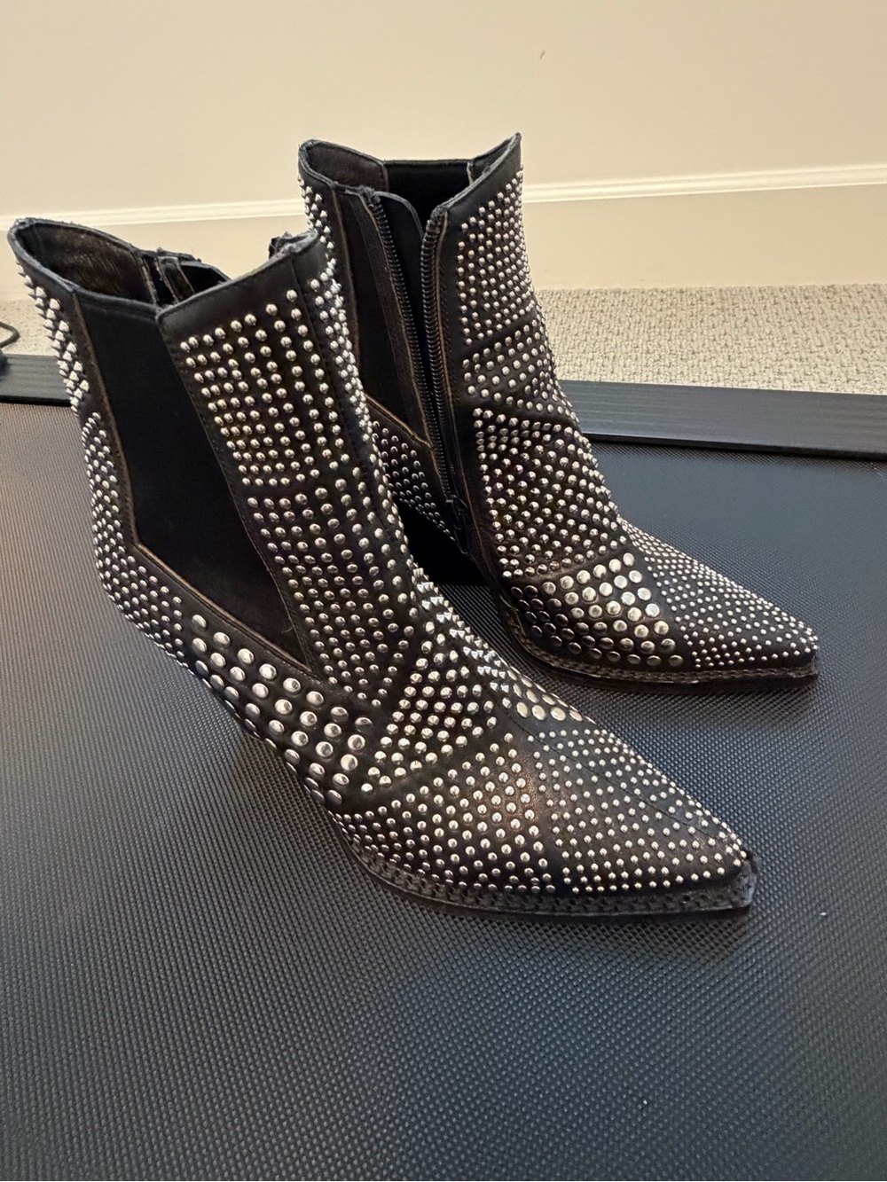 Jeffrey Campbell Black Studded Pointed Ankle Boots